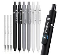 STAG lack Gel Pens, 6Pcs Fine Point Smooth Writing Pens with 3 Extra Refills, Quick Dry Black Ink Pens for Journaling, Office, Note Taking, School Supplies, Nurse Aesthetic(Black Gray White)