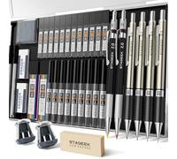 STAGEEK Mechanical Pencil Set with Case 37 Count, Drawing Pencils 0.3, 0.5, 0.7, 0.9MM & 2PCS 2MM Sketching Pencils with 492PCS Lead Refills (6B 4B 2B HB 2H 4H Color) for Artist Drafting Drawing