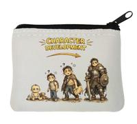 Stages of Character Growth Illustrated Neoprene Coin Purse Pouch 10x11cm White