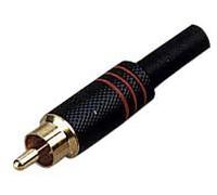 Stagg 16011 Male RCA Nickel Plated Plug with Red Ring - Black