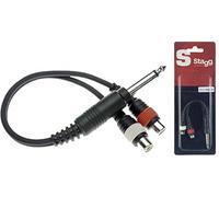 Stagg 16115 1 x Male Stereo Jack/2x Female RCA Plug Splitter Adapter Y-Cable - Black