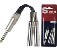 Stagg 16120 1 x Male/2x Female Mono Jack Splitter Adapter Y-Cable - Black
