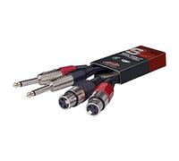Stagg 18330 60 cm 3 Pin 2x Phone-Plug/2x Female XLR Connector Twin Cable - Black