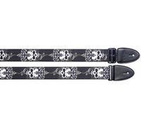 Stagg 19156 "Skull Decorated" Terylene Adjustable Guitar Strap - Black