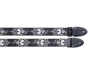 Stagg 19156 "Skull Decorated" Terylene Adjustable Guitar Strap - Black