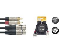 Stagg 19335 3 m 2x 3 Pin Female XLR to Male RCA Twin Deluxe Audio Cable - Black