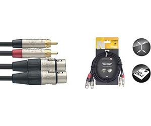 Stagg 19335 3 m 2x 3 Pin Female XLR to Male RCA Twin Deluxe Audio Cable - Black