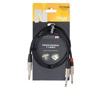 Stagg 19336 1 m Stereo Jack Male to Mono Jack Audio Splitter Y Cable - Black