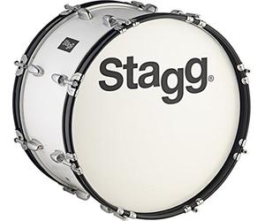 Stagg 22082 18 x 10-Inch Marching Bass Drum with Strap and Beater - White