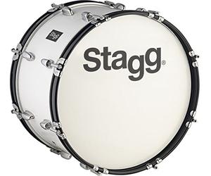 Stagg 22083 20 x 10-Inch Marching Bass Drum with Strap and Beater - White