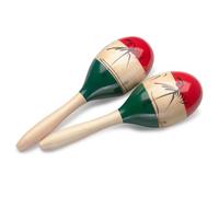 Stagg 11862 Oval Long 26 cm Long Handles Wooden Maracas - Red/Green