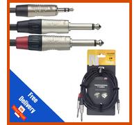 Stagg 2m Y Lead Cable 3.5mm Stereo Jack to 2x 1/4" Mono Jack - Stagg