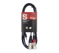 Stagg 3.5mm Jack to 2 x XLR Cable (2 Metres/6 Feet)