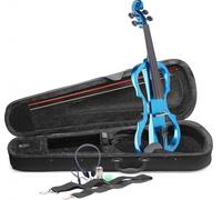 Stagg 4/4 electric violin set with metallic blue electric violin, soft case and