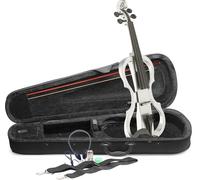 Stagg 4/4 electric violin set with white electric violin, soft case and headphon