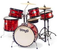 Stagg 5 Piece 16" Junior Drum Set+Hardware+Throne-Red