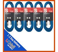 Stagg 5 x 10M Blue XLR Microphone Lead & Audio Signal Cable Pack