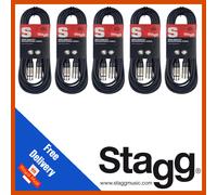 Stagg 5 x 6M Black XLR Male to Female Microphone Lead & Audio Signal Cable Pack