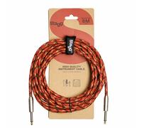 Stagg 6M Vintage Tweed Braided Guitar Lead - Red