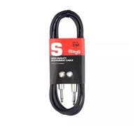 Stagg Deluxe Instrument Cable, 1/4" 6.35mm Jack To Jack, Heavy-Duty Connectors, 3 Metres / 10 Feet, Black