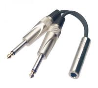 Stagg 16121 1 x Female Stereo Jack/2 x Male Mono Jack Splitter Adapter Y-Cable - Black