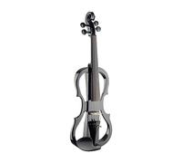 Stagg Full Size 4/4 Electric Silent Violin Set with Bow, Hard Case, Strap, Stereo Headphones and Rosin, Black, X Shape