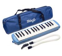 Stagg Melodica 32 Keys, Pianica, 2 Mouthpieces Included with Carry Bag, Blue
