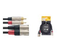 Stagg 19334 3 m 2x 3 Pin Male XLR to Male RCA Twin Deluxe Audio Cable - Black