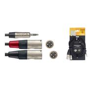 Stagg NYC3/MPS2XMR 3m/10ft Stereo Minjack to Twin Male XLR Cable (NEW)