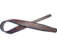 Stagg Padded Leatherette Guitar Strap - Dark Brown with Mexican Skull Pattern