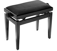 Stagg Piano Bench, Height Adjustable Stool, Rise & Fall, Matt Black Finish with Black Padded Velvet Seat Cushion