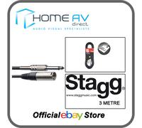 Stagg SAC3PXMDL S Series 6mm Audio to M XLR 3m (10ft) Cable BLACK - FREE P&P