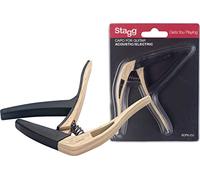 Stagg SCPX-CU CLWOOD Light Wood Effect Curved Trigger Capo for Acoustic/Electric Guitar