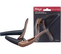 STAGG SCPX-CU DKWOOD Dark Wood Effect Curved Trigger Capo for Acoustic/Electric Guitar