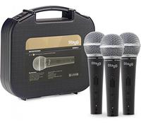 Stagg SDM50 Dynamic Vocal Microphones 3 PACK DJ Karaoke with Case & 5M XLR Leads