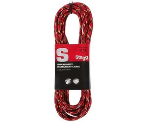 Stagg SGC6VT RD 6m S Series Vintage Tweed Instrument Cable - Red
