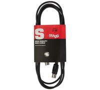 Stagg SMD2 E 2 m 5 Pin DIN Male Connector MIDI Cable