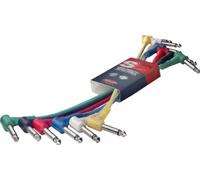 Stagg SPC010L E Mono Patch Cable 6-Pack 10cm Right-Angle Jack to Jack