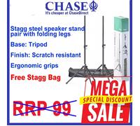 Stagg Speaker Stand x 2 - Heavy Duty DJ Disco Tripod Stands + Carry Bag SPSQ10 .