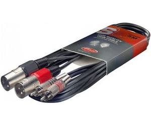 STAGG STC3CMXM RCA TO XLR LEAD, 2X MALE TO MALE, 3M