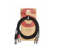 Stagg STC3CMXM S Series Twin RCA Male to Twin XLR Male Cable, Black, 3