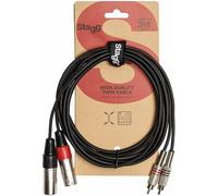 Stagg STC3CMXM S Series Twin RCA Male to Twin XLR Male Cable, Black, 3M