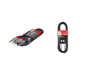 Stagg STC6P 6 m 2x Jack Twin Cable & SGC6DL 6m/20 ft Deluxe Standard Guitar Cable - Black