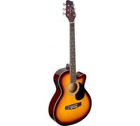 Stagg Sunburst auditorium cutaway acoustic-electric guitar with basswood top