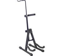 Stagg SV-VN Foldable Violin & Viola Stand with Bow Hook, Black | Steel frame, detachable neck rest (also fits ukulele), neck height 55cm, 1.25kg - powder-coated black