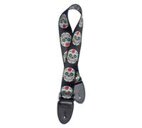 Stagg Terylene Guitar Strap Red Rose Mexican Skull