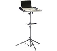 Stagg Two Tier Computer Stand, Adjustable Tripod for Laptop, Extra Table for Accessories