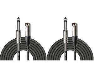 Stagg Unbalanced Male XLR to Jack lead for linking your guitar to a DI box, effects, etc or for connecting straight into a mixing desk, Black, 6m (Pack of 2)