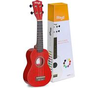 STAGG US-RED Soprano ukulele with Basswood Top in Nylon Gigbag, Red