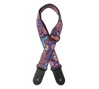 Stagg Woven Guitar Strap - Paisley Red and Blue